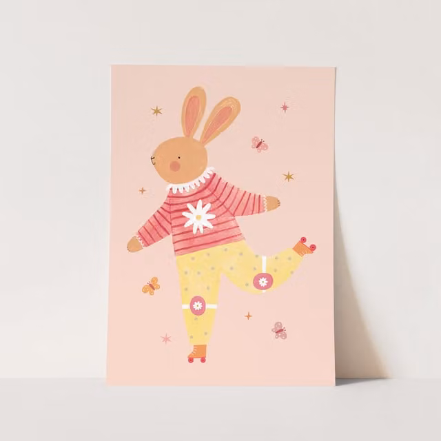 Kid of the Village Rollin' Rabbit Fine Art Print, Multicolour, W: 29.7 cm, H: 42 cm – 1