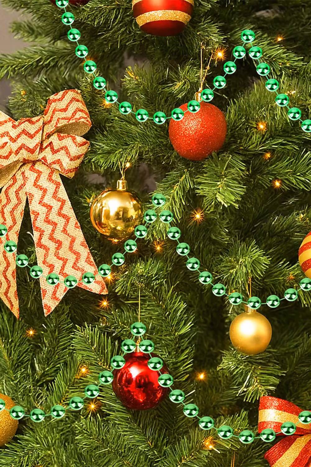 Neel Blue 9m Metallic Christmas Bead Chain with 7.5mm Shiny Pearl Round Garland in Blue and Green – 5