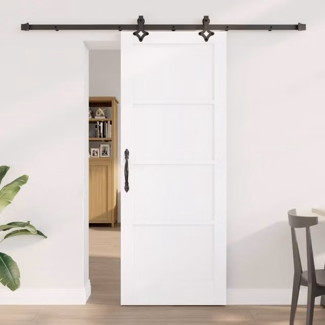 Berkfield Home Orkdal White Solid Wood Pine Sliding Door with Hardware Set – 1