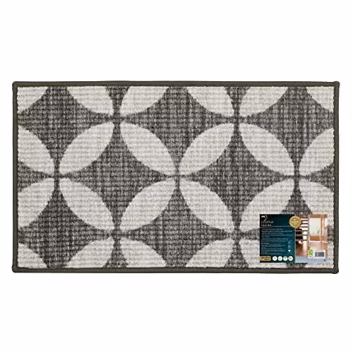 JVL Fiora Machine Washable Non-Slip Door Mat, W/D/H: 75 x 44 x 0.5 cm, Grey – 1