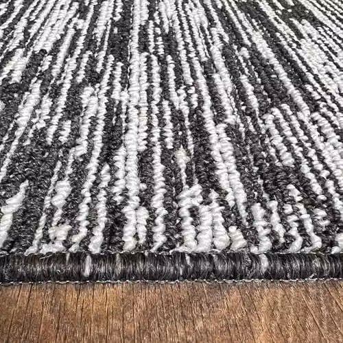 My Mat Charcoal Grey Broken Stripe Stain Resistant Non-Slip Runner, W: 67 cm, L: 200 cm – 3