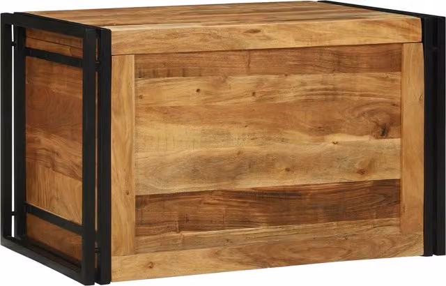 Berkfield Home Rustic Solid Acacia Wood Storage Box in Brown W/D/H: 80 x 50 x 50 cm