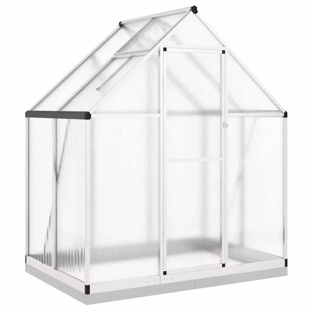 Berkfield Home Silver Aluminium Greenhouse with Base Frame, W/D/H: 169 x 114 x 202 cm – 2