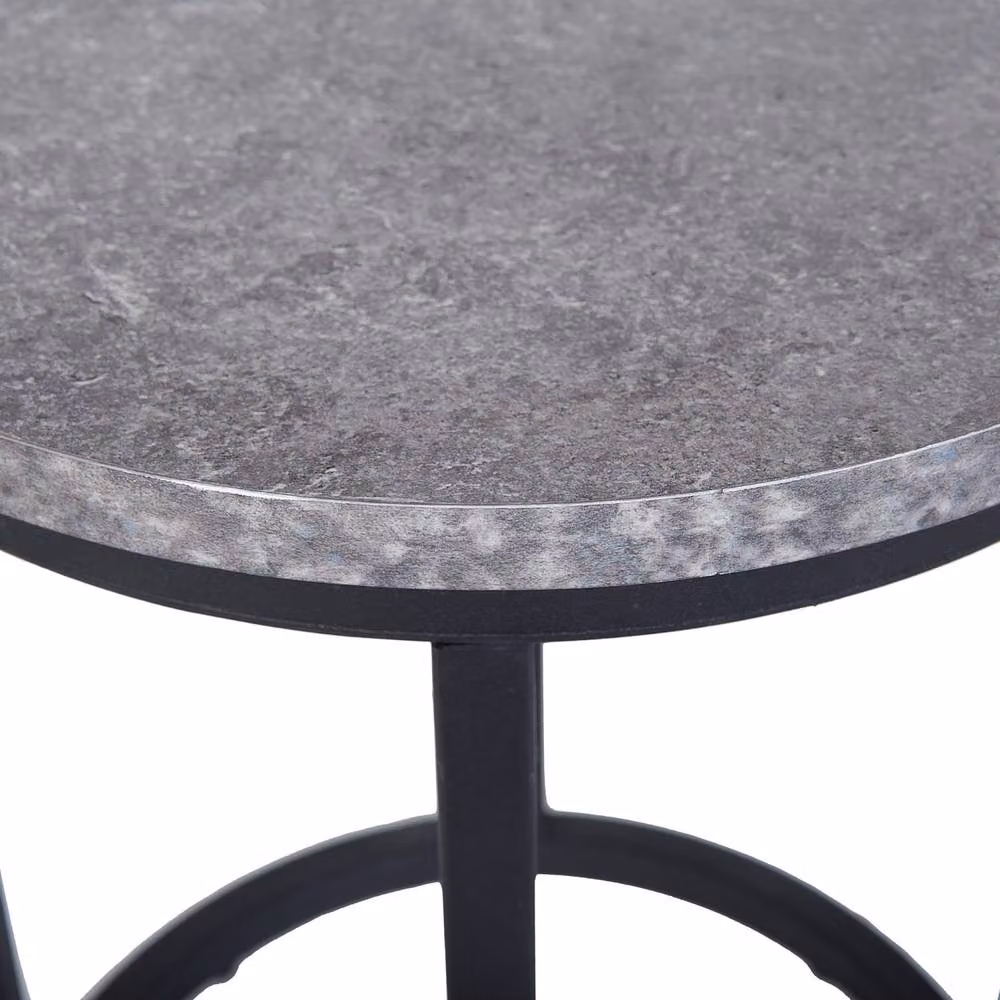 Wyld and Coco Two-Piece Round Nesting Tables in Grey Dark Concrete Effect – 4