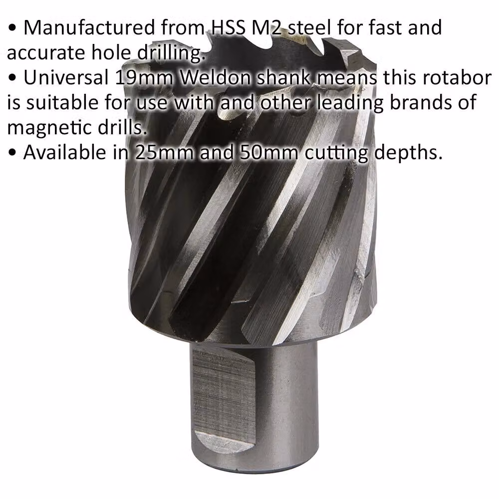 Loops M2 Steel Annular Metal Core Drill Rotabor Cutter, Silver, W: 37 mm, D: 25 mm – 2