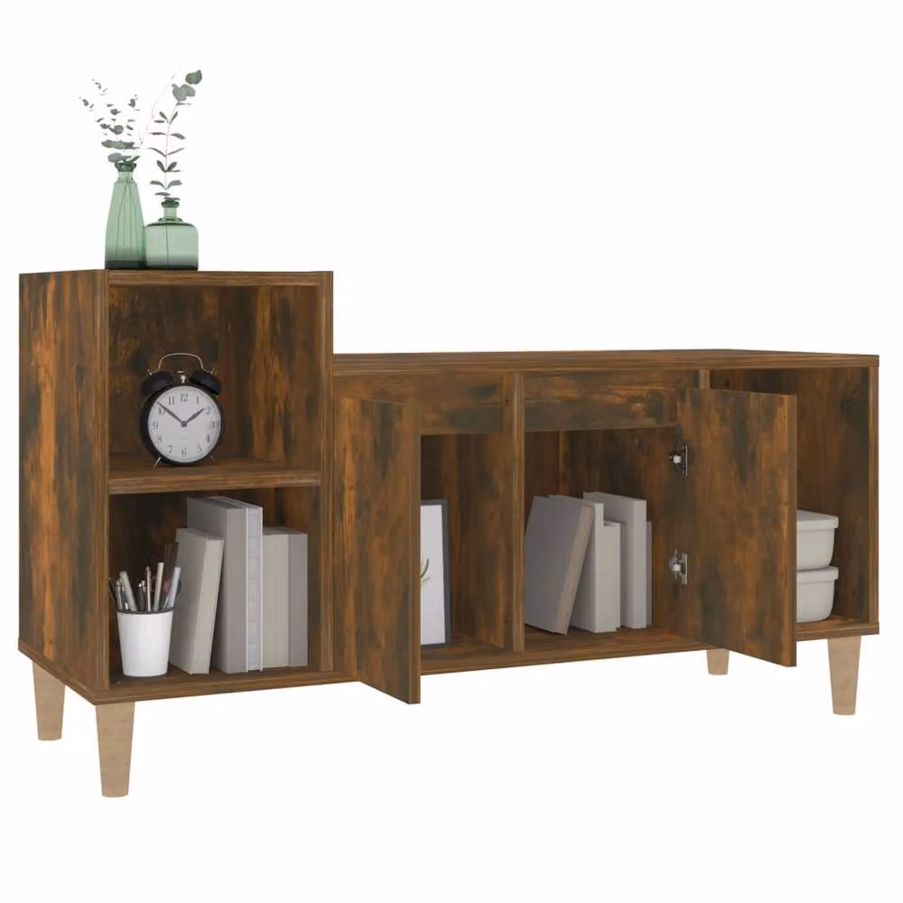 Berkfield Home Smoked Oak TV Cabinet in Brown, W/D/H: 100 x 35 x 55 cm – 3