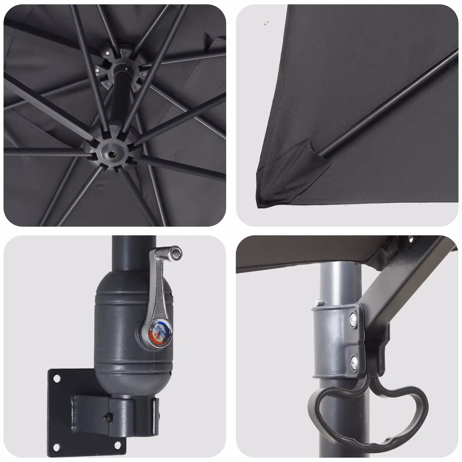 Berkfield Home Outdoor Umbrella in Anthracite with Polyester Canopy and Steel Frame, W/D/H: 300 x 300 x 230 cm – 3