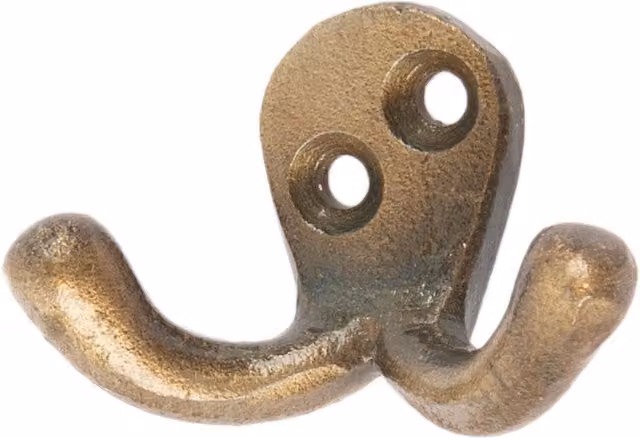 Brass Double Coat Hook in Gold