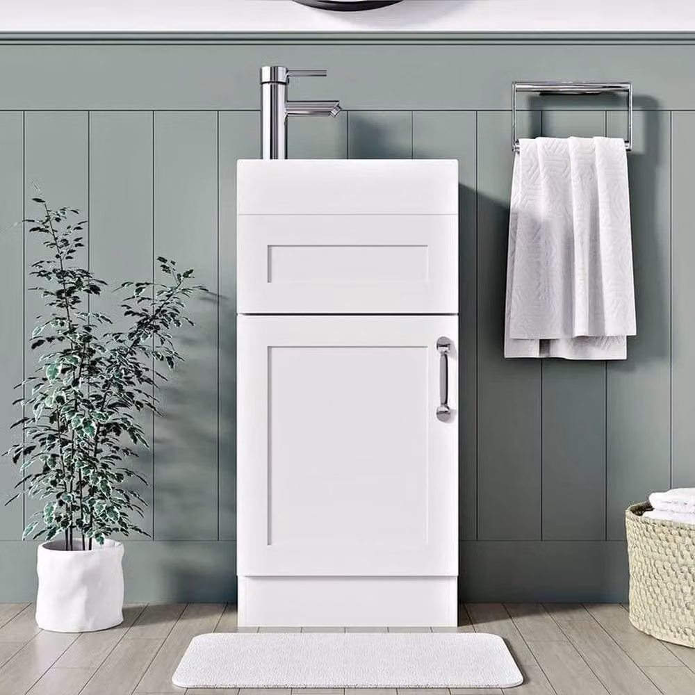 FORGEVIO Crawley White Freestanding Bathroom Vanity Unit with Matt Finish and Hinged Doors – 3