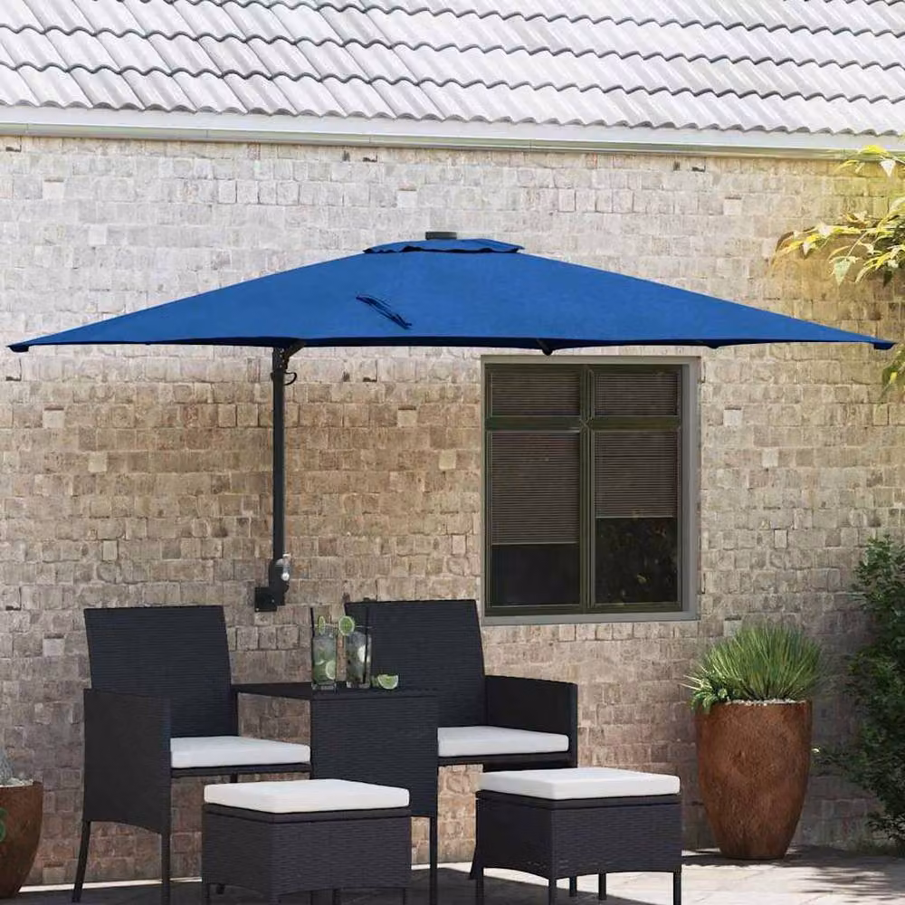 Berkfield Home Garden Parasol in Blue with Polyester Fabric and Steel Frame, W/D/H: 2.5 x 2.5 x 2.5 m – 2