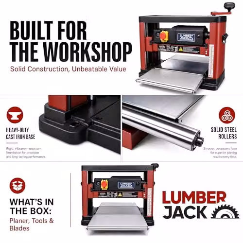 Lumberjack Portable Bench Top Planer Thicknesser, 330mm, Red – 7