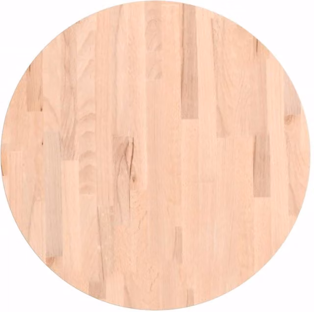 Berkfield Home Round Solid Wood Beech Table Top in Natural, Diameter: 60 cm, Height: 2.5 cm