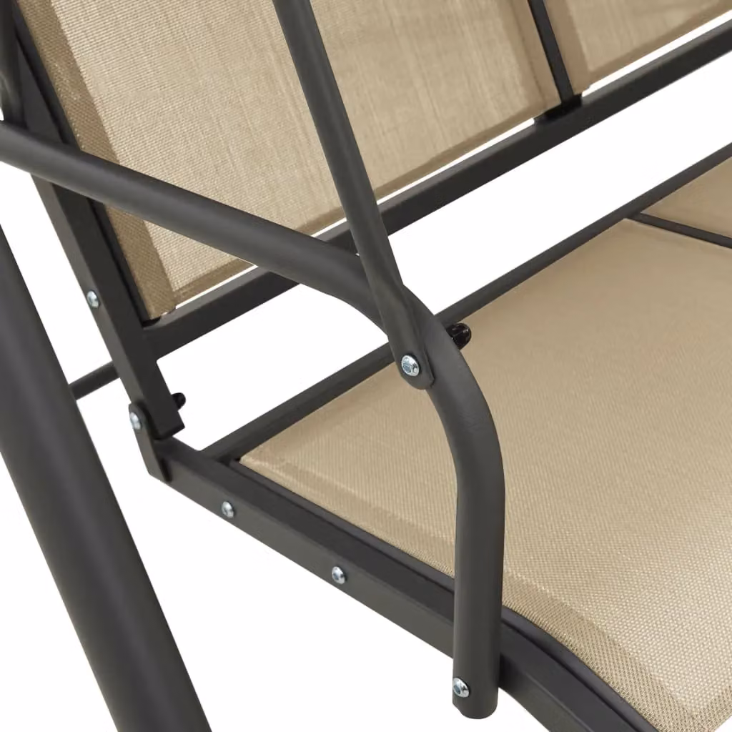 Berkfield Home Garden Swing Chair with Canopy in Anthracite and Sand with Black Powder Coated Steel Frame – 3