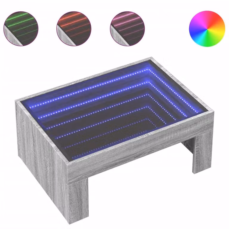 Berkfield Home Infinity LED Decorative Coffee Table in Grey Sonoma, W: 70 cm, D: 50 cm, H: 30 cm