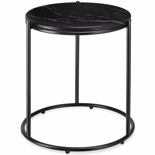tectake Ellsa Round Side Table in Black with Height-Adjustable Feet, W/D/H: 50.5 x 43.0 x 43.0 cm – 1