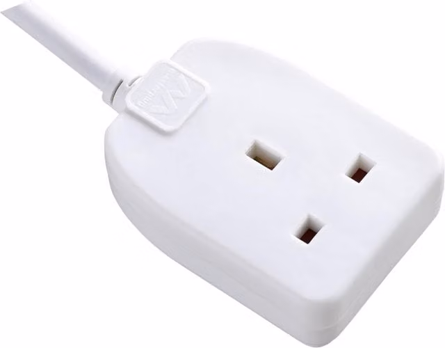 Masterplug Single Socket Long Extension Lead - White