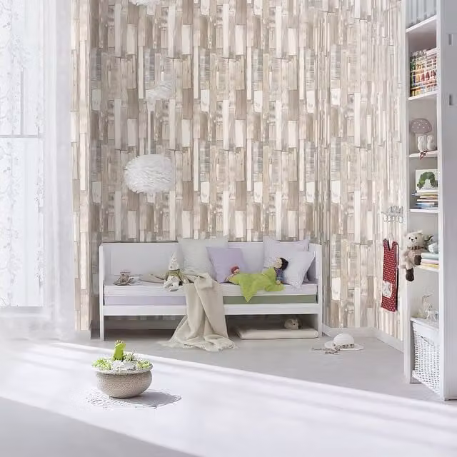 Rasch Rustic Wooden Planks Nature Wallpaper in Brown