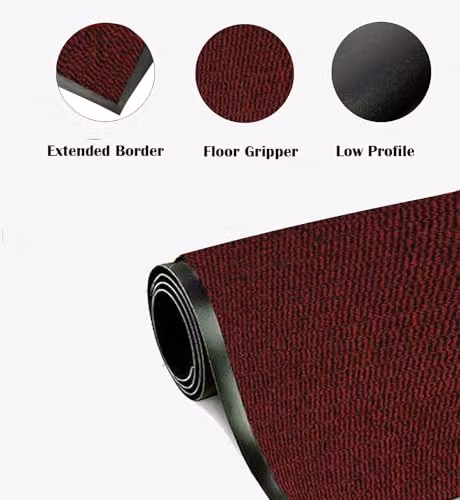 KAV Non-Slip Washable Door Mat, Red and Black, W: 90 cm, D: 150 cm – 7
