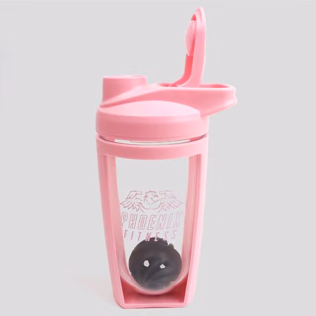 Phoenix Fitness Leakproof BPA-Free Flip Protein Shaker, 600ml, Pink