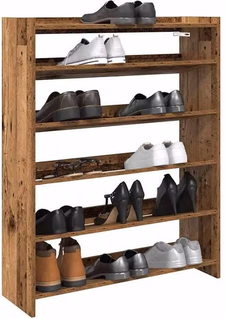 Berkfield Home Rustic Brown Engineered Wood Shoe Rack, W/D/H: 80 x 25 x 100 cm