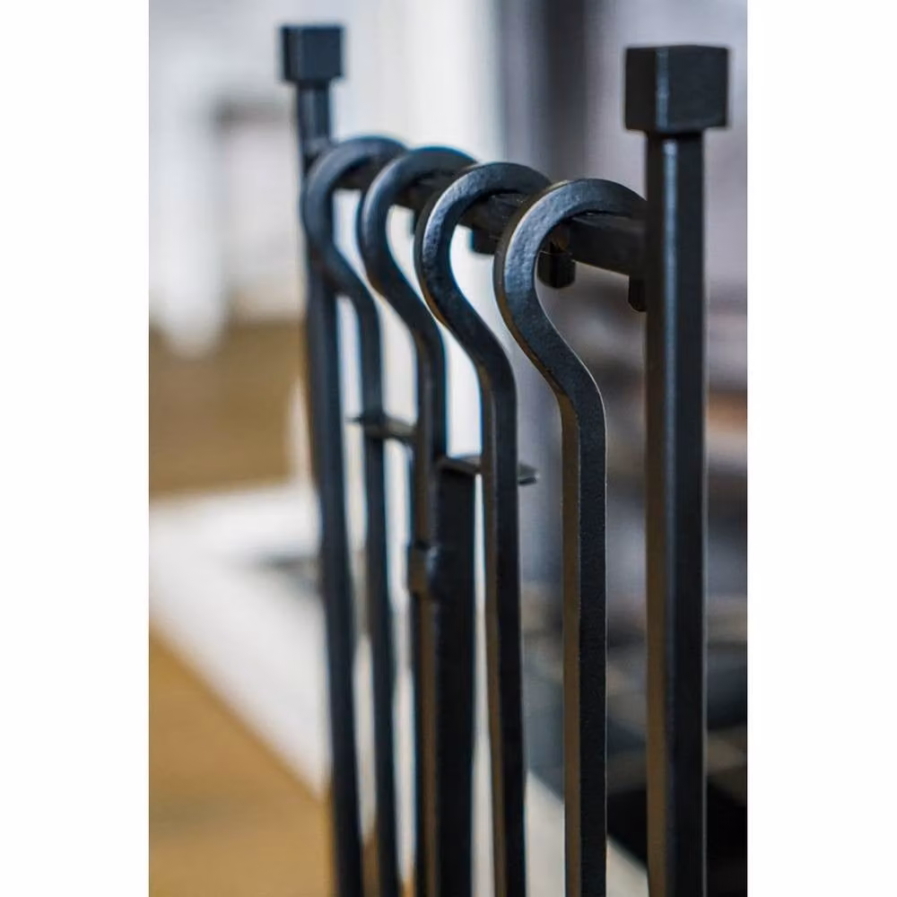 Ivyline Iron Hanging Fireside Companion Set in Black, Height: 50 cm – 3