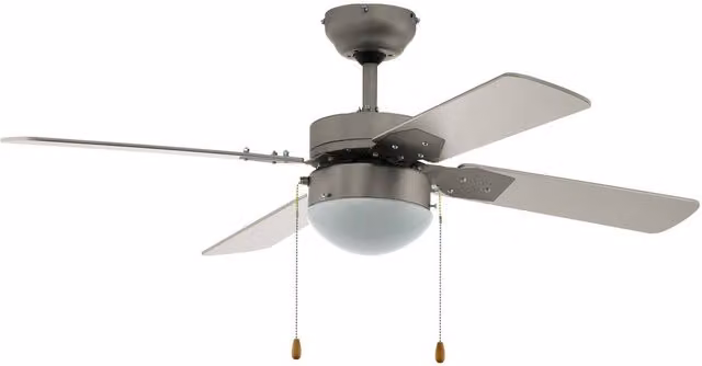 Loops Remote Control Ceiling Fan and Light in Silver and White with E14 60W Bulb