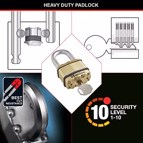 Master Lock Excell Brass Finish Gold Padlock with 64mm Body and 38mm Shackle – 3