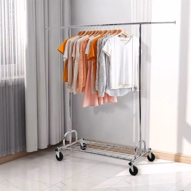 KORVIXA Heavy Duty Metal Clothes Rail in Silver, Width: 50 cm – 1