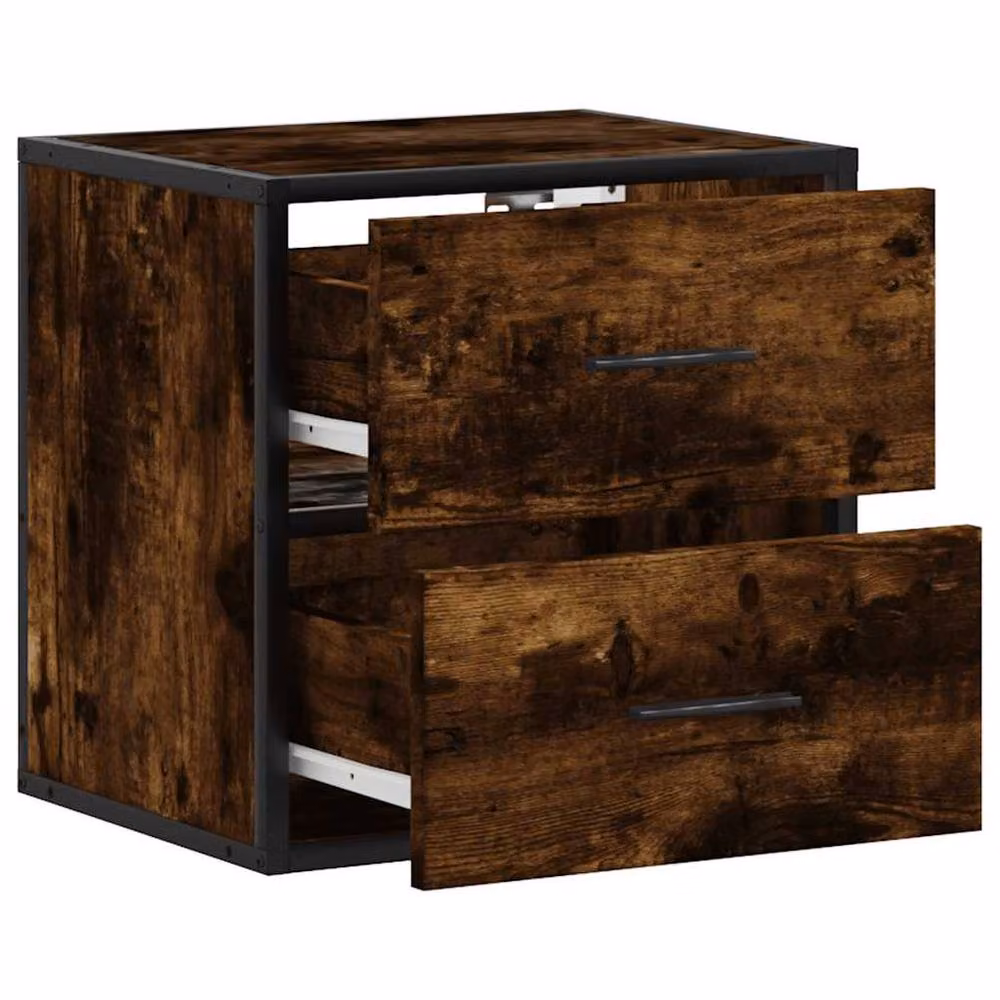 Berkfield Home Wall-mounted Bedside Cabinet in Smoked Oak Brown, W: 40 cm, D: 31 cm, H: 39.5 cm – 6