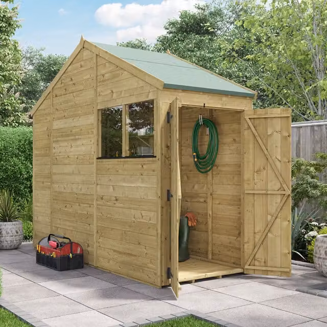 BillyOh Rustic Brown Wooden Apex Shed with Window, 11mm Tongue and Groove, 4x10 ft