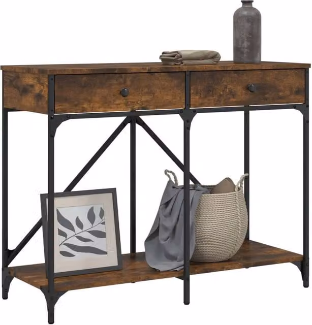 Berkfield Home Decorative Console Table in Smoked Oak Brown, W/D/H: 100 x 39 x 78.5 cm – 1