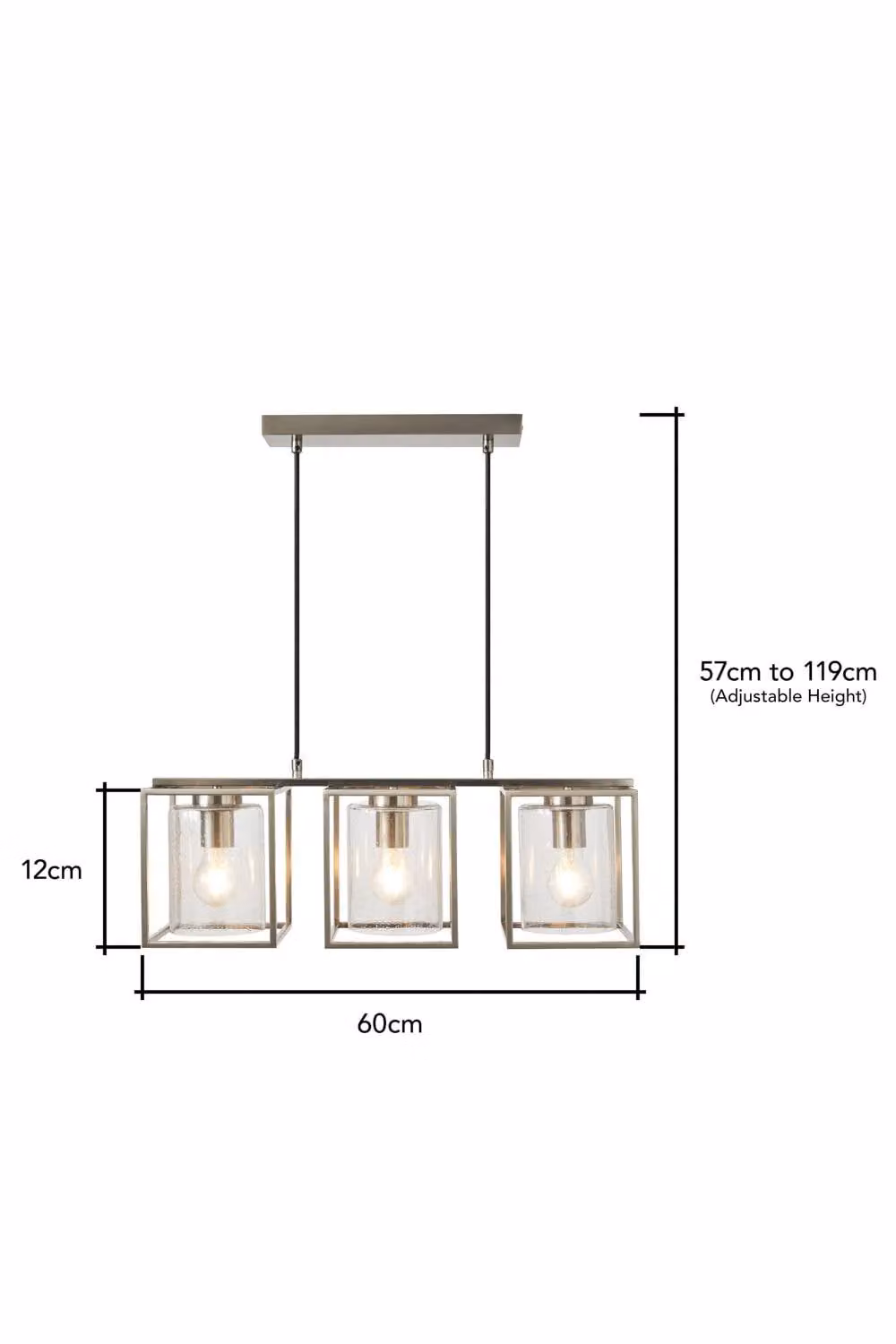 BHS Lighting Hardy Silver Industrial Glass and Metal Suspended Ceiling Pendant Light – 2