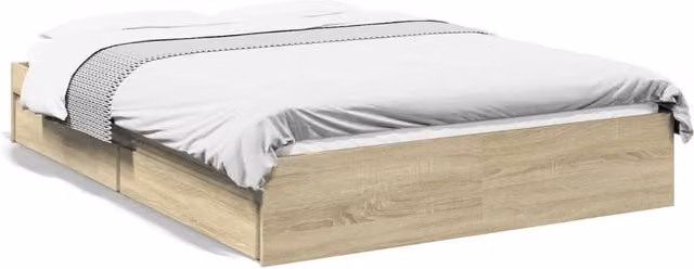 Berkfield Home Double Bed Frame with Drawers in Sonoma Oak and Tan