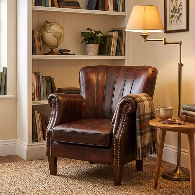 Lancaster Classic Leather Armchair in Red