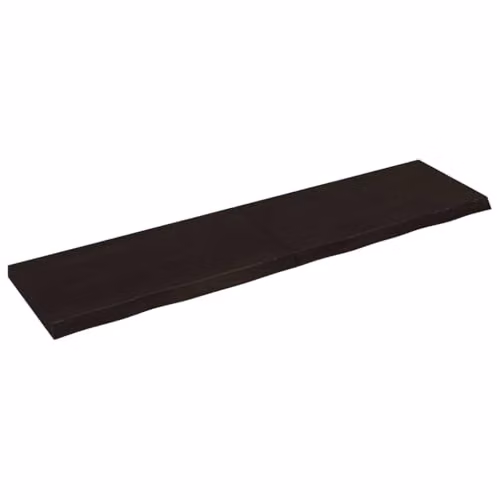 vidaXL Wall Shelf in Dark Brown, Untreated Solid Oak Wood, W: 200 cm, D: 50 cm, H: 2-6 cm