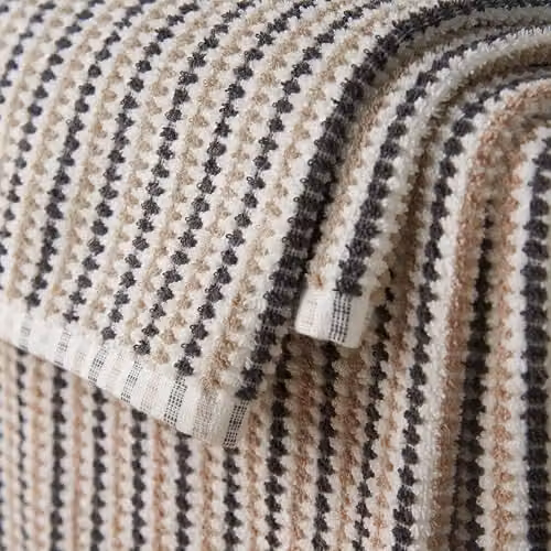 Catherine Lansfield Rice Weave Stripe Cotton Bath Towel in Grey, W: 70 cm, H: 127 cm – 2