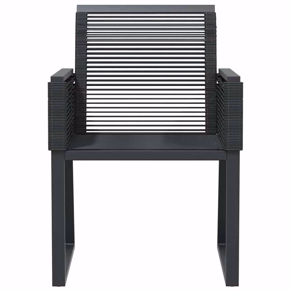 Berkfield Home Set of 4 Modern Black Poly Rattan and Steel Garden Chairs – 5