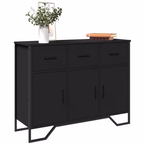 vidaXL Modern Black Sideboard in MDF and Metal, W/D/H: 97 x 32.5 x 74.5 cm – 3
