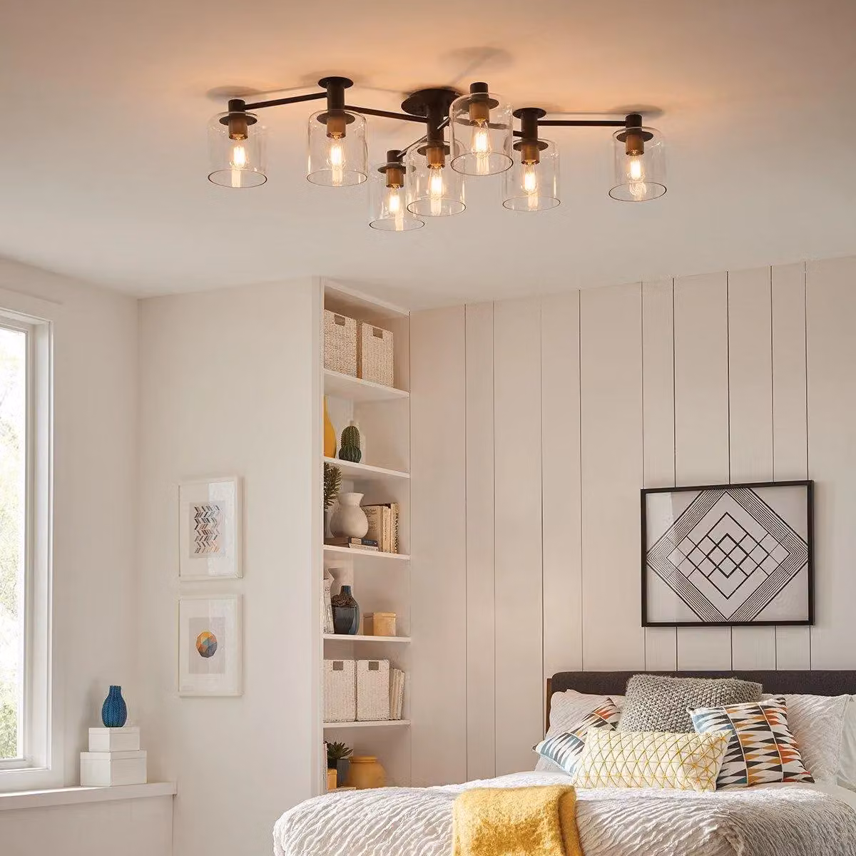 Hinkley Axel Multi Arm Semi Flush Ceiling Lamp by Netlighting in Black and Heritage Brass – 3
