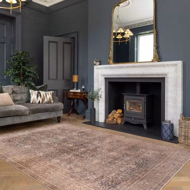 Kukoon Traditional Design Cotton Chenille Rug in Beige and Taupe, W: 60 cm, L: 240 cm