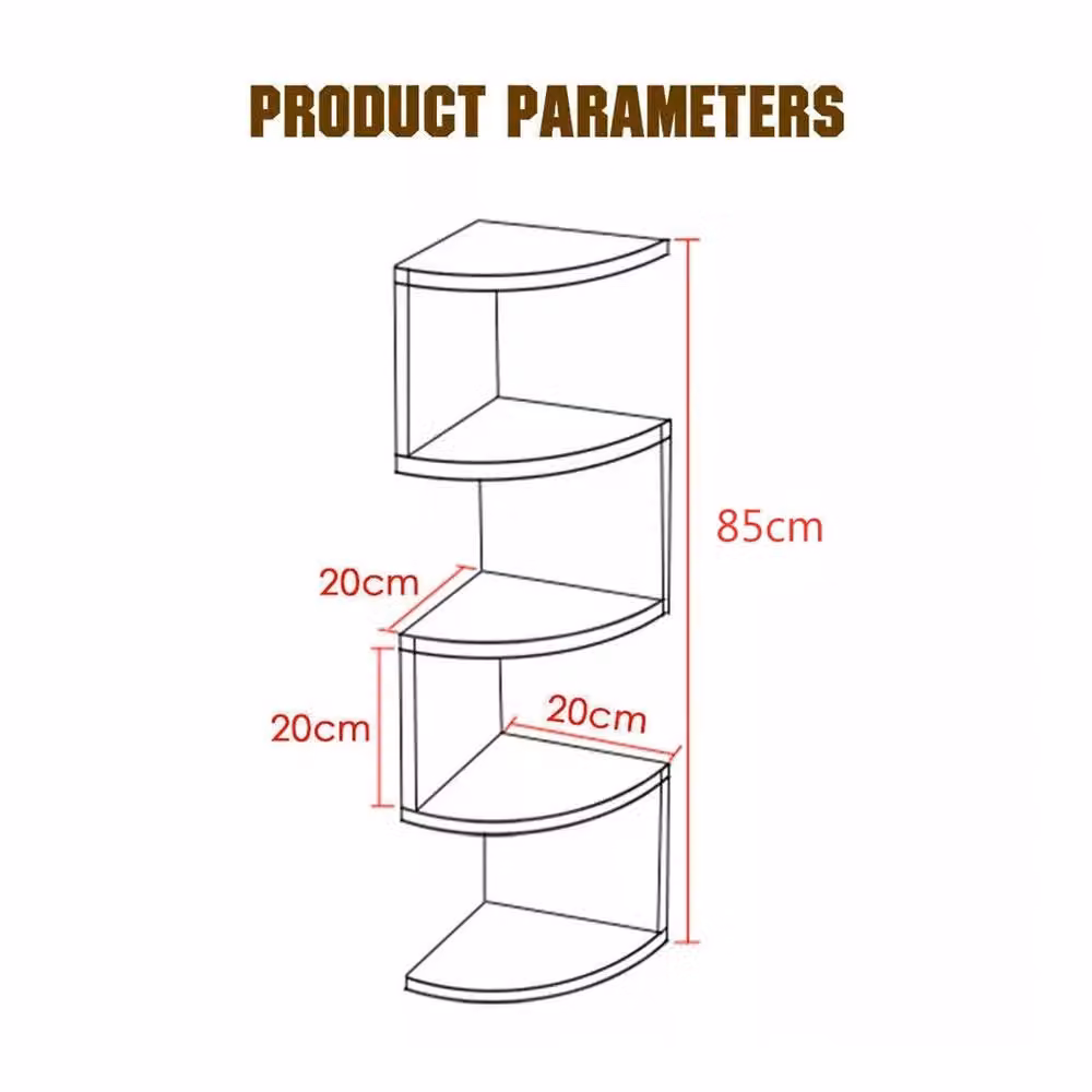 Nordara White 5 Tier Floating Corner Shelf Wooden Wall Mounted Storage W/D/H: 100 x 15 cm – 2