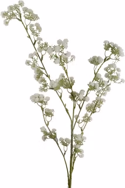 White Gypsophila Artificial Floral Stem with Leaves