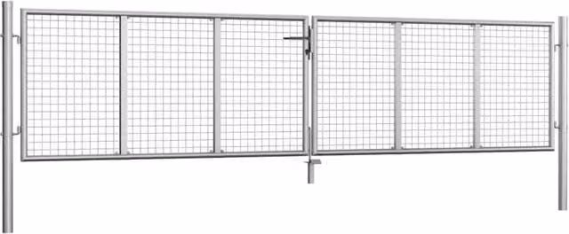 Berkfield Home Silver Galvanised Steel Swing Garden Gate, W: 415 cm, H: 125 cm