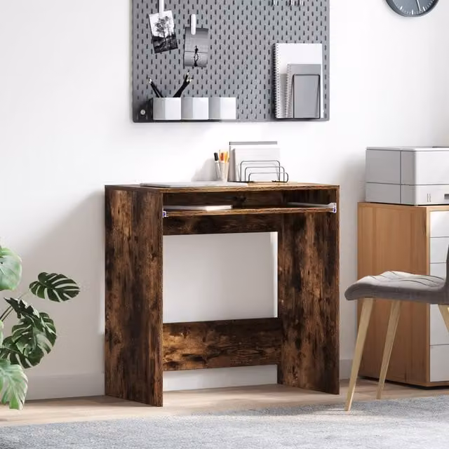 Berkfield Home Modern Compact Computer Desk in Smoked Oak Brown, W/D/H: 120.5 x 79.0 x 40.0 cm
