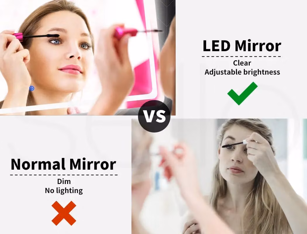 Emitto LED Anti-fog Bathroom Wall Mirror with Makeup Light in Bright Green, W: 100 cm, H: 70 cm, D: 2.5 cm – 2