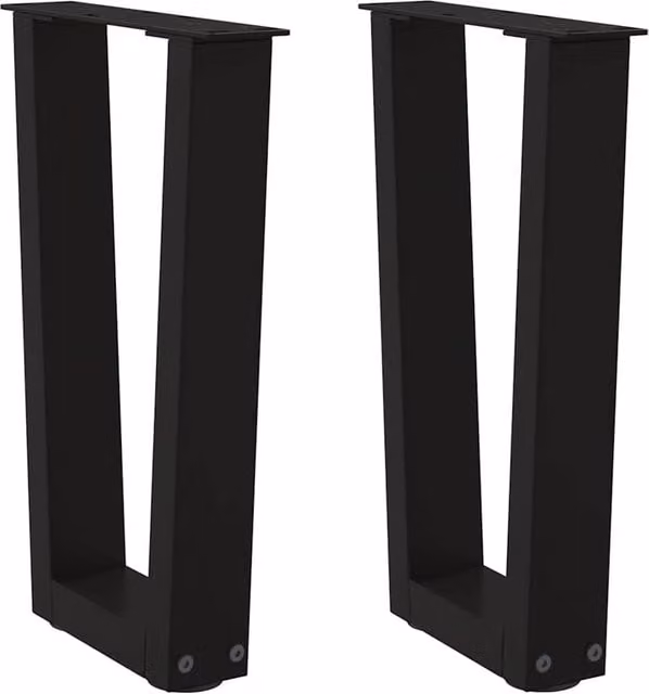 Berkfield Home V-Shape Dining Table Legs, 2 Piece Set, Black Steel, W: 38 cm, H: 42-43.3 cm – 1