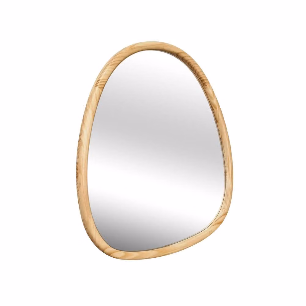 Sweekeek Oval Wooden Wall Mirror in Beige, 55 x 50 cm – 2