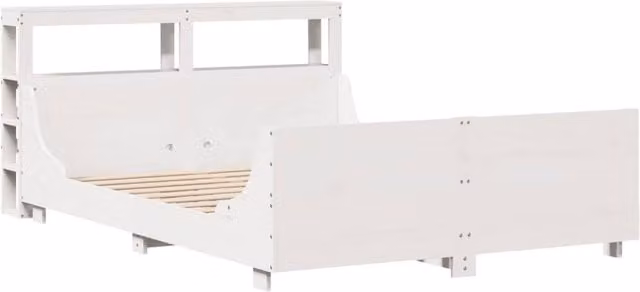 Berkfield Home Sleek Small Double Bed Frame in White Solid Pine Wood, W/D/H: 120 x 190 cm