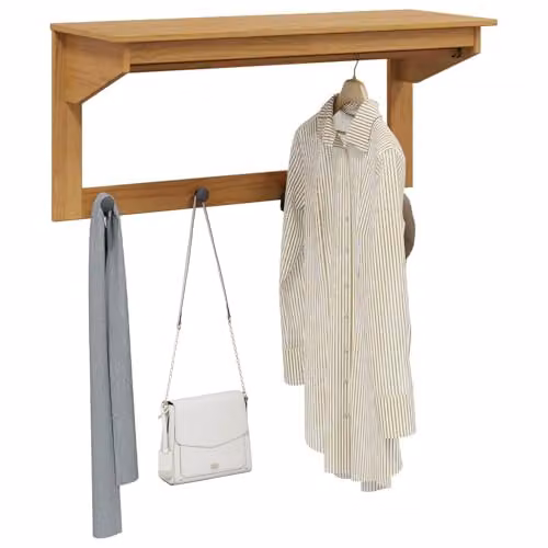 vidaXL Modern Solid Pine Wood Coat Rack in Honey Brown, W/D/H: 90 x 35 x 41.5 cm