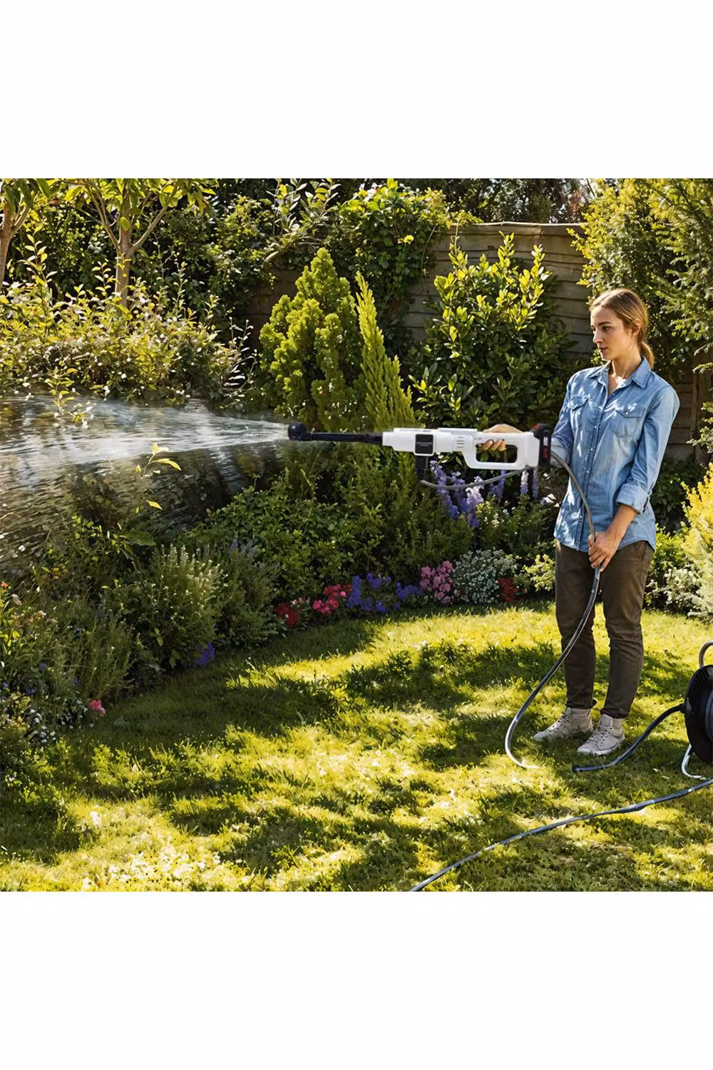 Living and Home 21V Cordless Handheld Pressure Washer Cleaner with 2 Batteries in White – 3